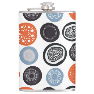 Creative, colourful geometric circle pattern. hip flask