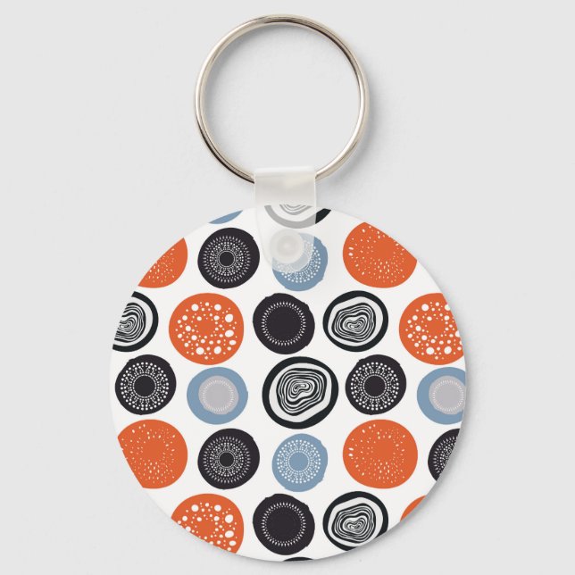 Creative, colourful geometric circle pattern. key ring (Front)