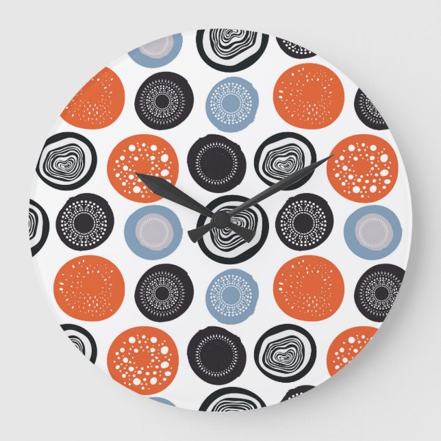 Creative, colourful geometric circle pattern. large clock (Front)