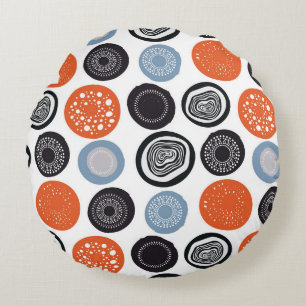 Creative, colourful geometric circle pattern. round cushion