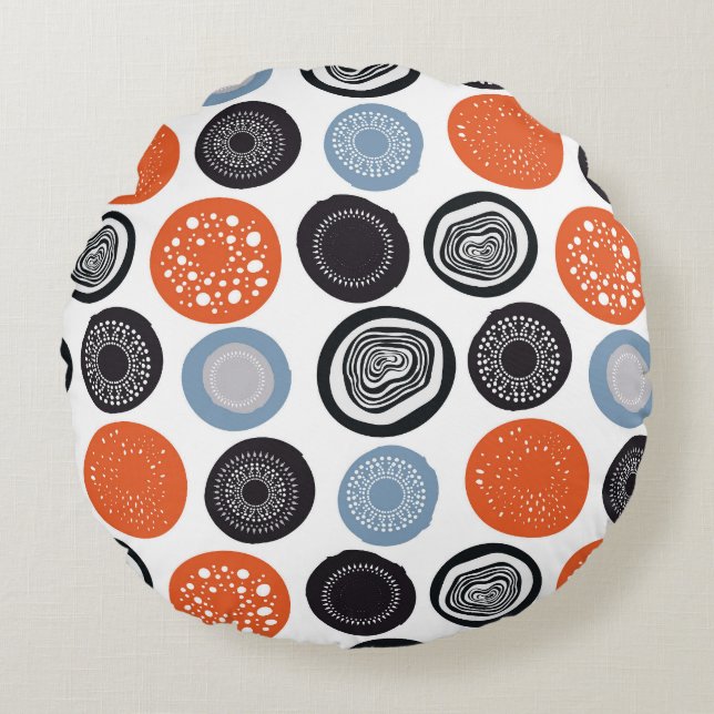 Creative, colourful geometric circle pattern. round cushion (Front)