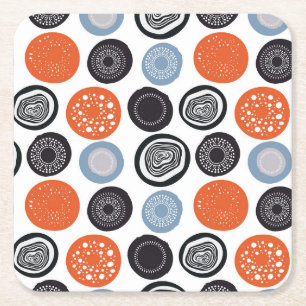 Creative, colourful geometric circle pattern. square paper coaster