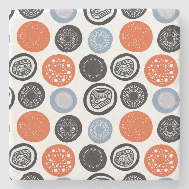 Creative, colourful geometric circle pattern. stone coaster (Front)