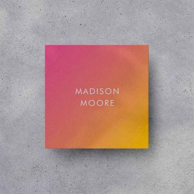 Creative Colourful Pink Yellow Gradient Ombré  Square Business Card (Creator Uploaded)