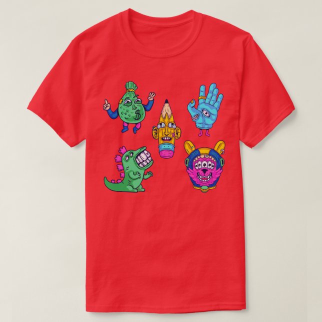 Creative Colourful Stickers Set  T-Shirt (Design Front)