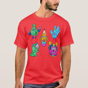Creative Colourful Stickers Set  T-Shirt