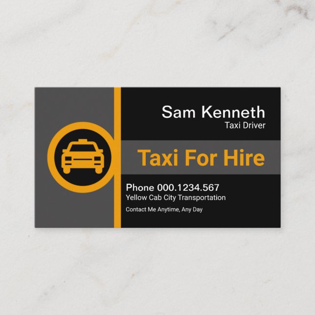 Creative Column Stripe Yellow Taxi Signage Driver Business Card (Front)