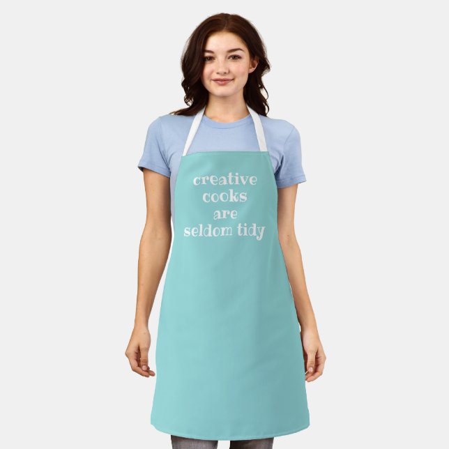 Creative Cooks are Seldom Tidy Teal Apron (Worn)