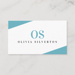 CREATIVE CORNERS classy monogram aqua white black Business Card