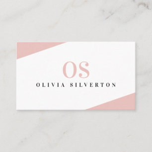 CREATIVE CORNERS classy monogram pink white black Business Card