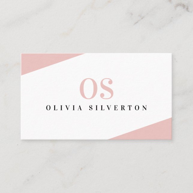 CREATIVE CORNERS classy monogram pink white black Business Card (Front)