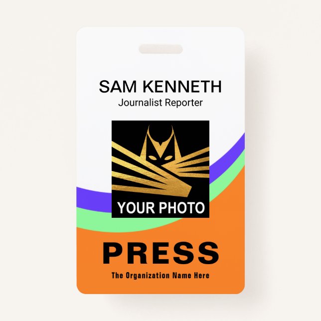 Creative Curvature Wave Press Photo ID Badge (Front)