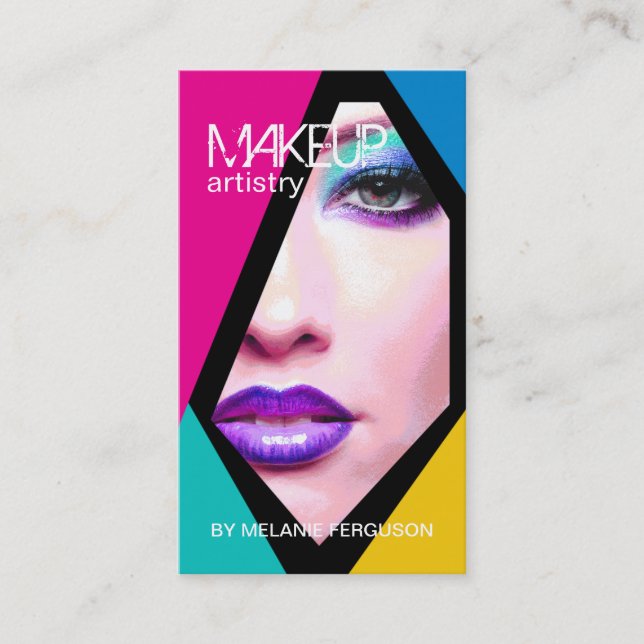 Creative Customisable Makeup Artist Business Cards (Front)