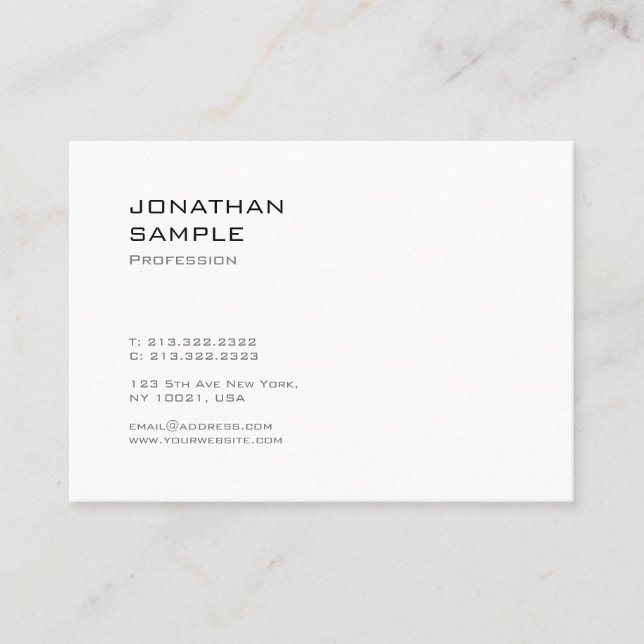 Creative Cute Design Modern Trendy Cool Plain Business Card (Front)
