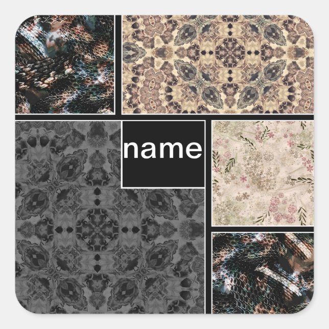 Creative design for your photos text ornamental sn square sticker (Front)
