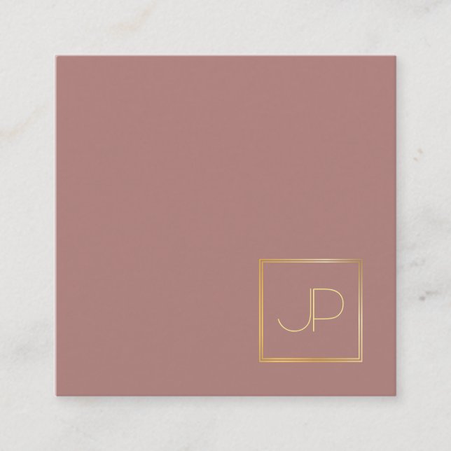 Creative Design Gold Monogram Template Modern Luxe Square Business Card (Front)