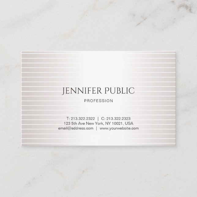 Creative Design Modern Plain Faux Silver Elegant Business Card (Front)
