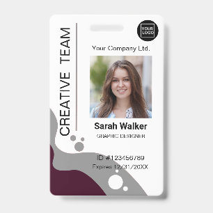Creative designer Employee Photo Logo Name Grey ID Badge