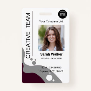 Creative designer Employee Photo Logo Name Grey ID ID Badge