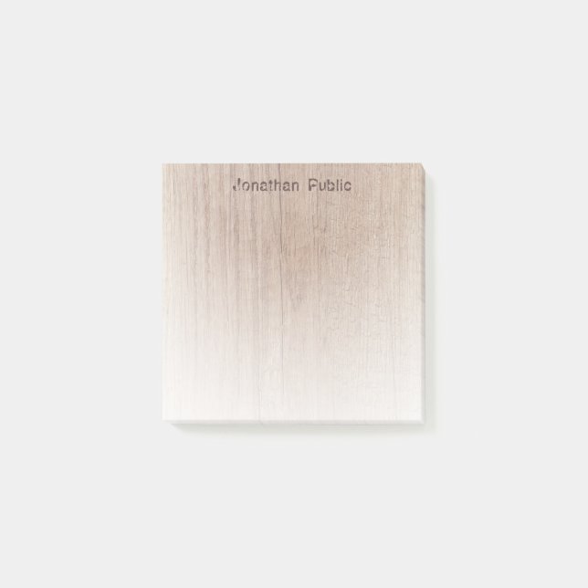 Creative Distressed Text Brown Wood Look Template Post-it Notes (Front)