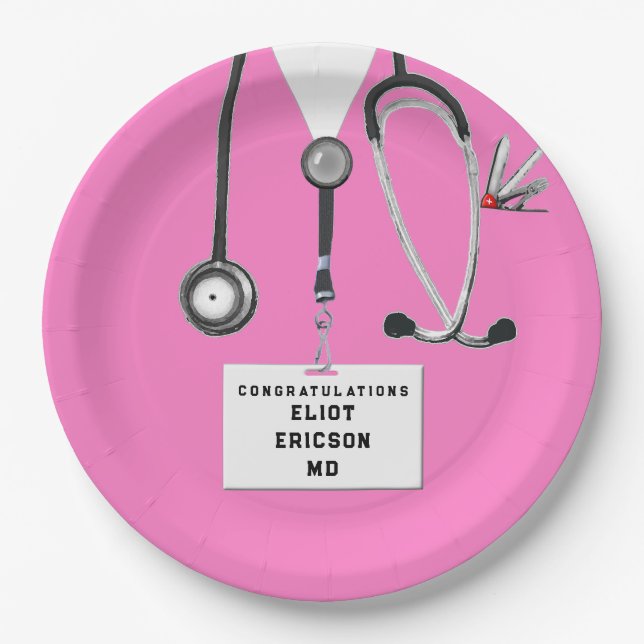 Creative Doctor Graduation Party Paper Plate (Front)