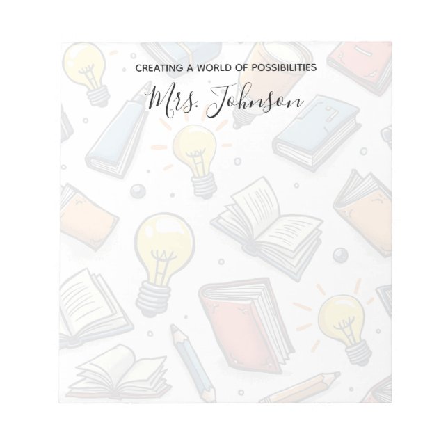 Creative Doodle Pattern Teacher Appreciation Notepad (Front)