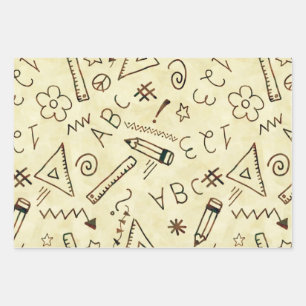 Creative Doodle School, Teacher Themed Pattern Wrapping Paper Sheet