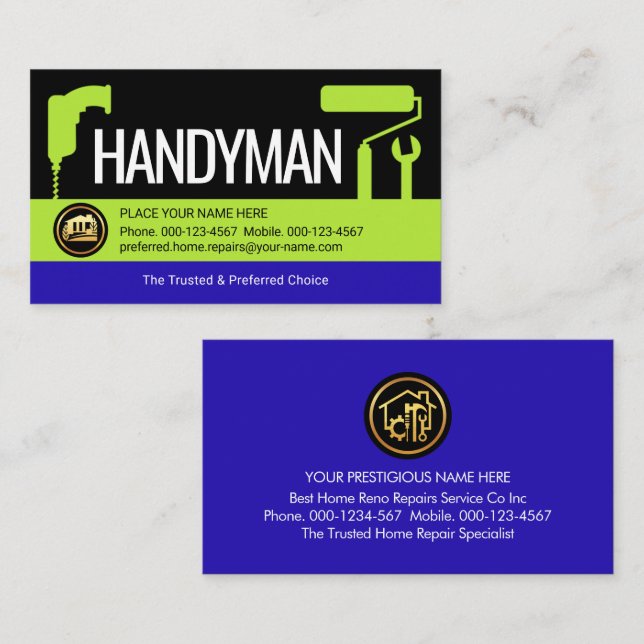 Creative Drill Brush Spanner Placard Business Card (Front/Back)
