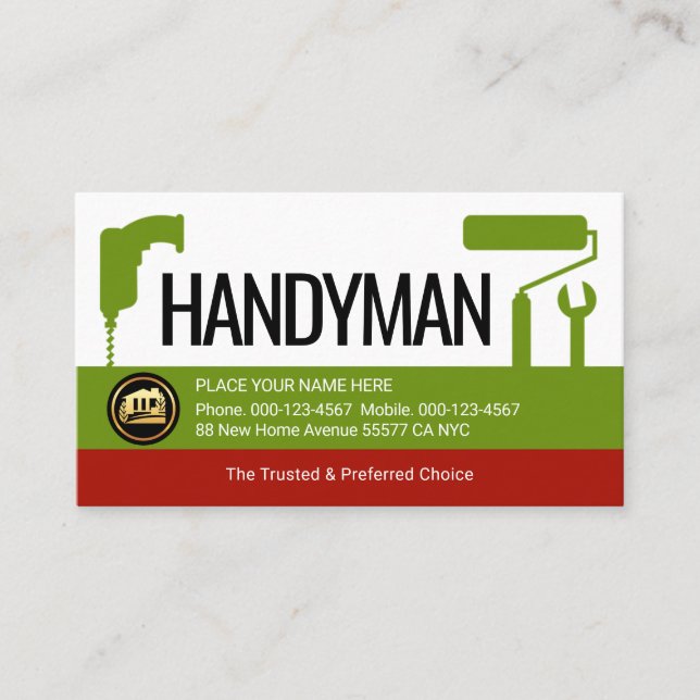 Creative Drill Brush Spanner Placard Business Card (Front)