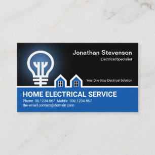 Creative Electric Bulb Border Electrician Service Business Card