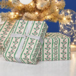 Creative elegant retro green stripes holy berry wrapping paper<br><div class="desc">Creative elegant retro green stripes winter greenery Christmas Wrapping Paper,  Christmas holiday gift wrap,  watercolor winter berries Christmas gift wrap,  holy berry christmas gift wrap</div>