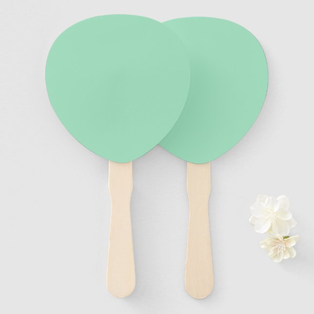 Creative Expression Seafoam Green Paddle Hand Fan (Front and Back)