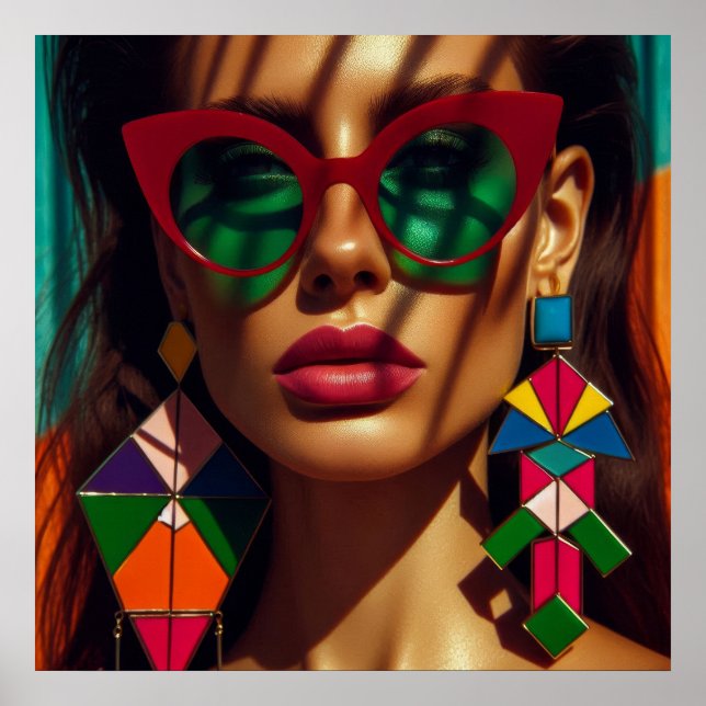 Creative fashion photo. Woman with earrings Poster (Front)