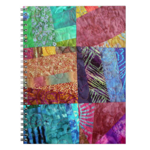 Creative Faux Batik Quilting Squares Spiral Notebook