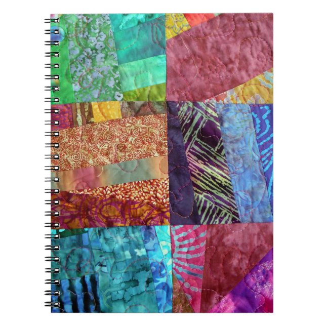 Creative Faux Batik Quilting Squares Spiral Notebook (Front)
