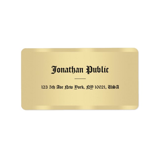 Creative Faux Gold Classic Style Text Name Trendy Label (Front)