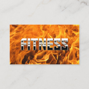 Creative Flaming Fire Metal Fitness Trainer Business Card