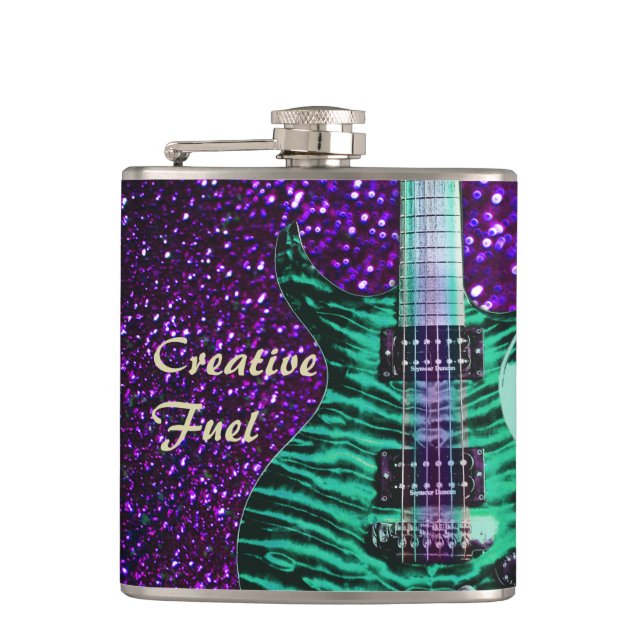 Creative Fuel Flask with Electric Green Guitar (Front)