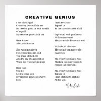 Creative Genius Inspirational Poem Wall Art Decor