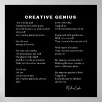 Creative Genius Inspirational Poem Wall Art Poster