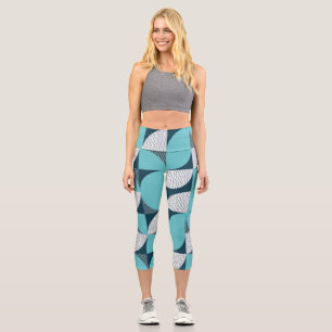 Creative geometric shape pattern capri leggings