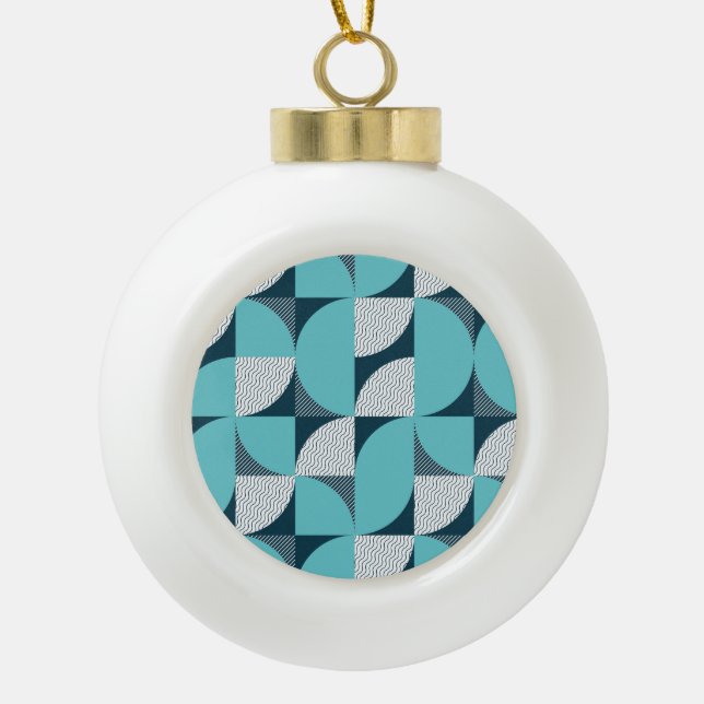 Creative geometric shape pattern ceramic ball christmas ornament (Front)