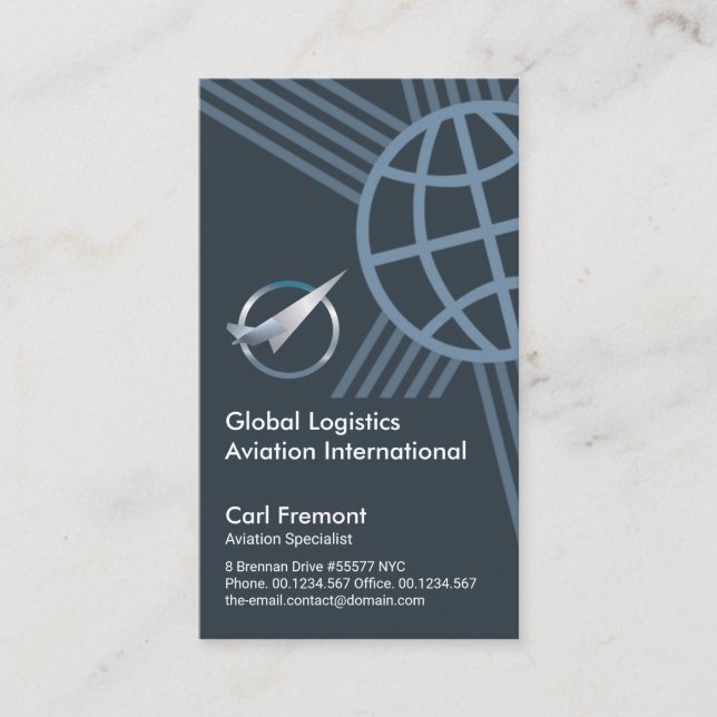 Creative Global Border Frame Flight Aviation Business Card (Front)