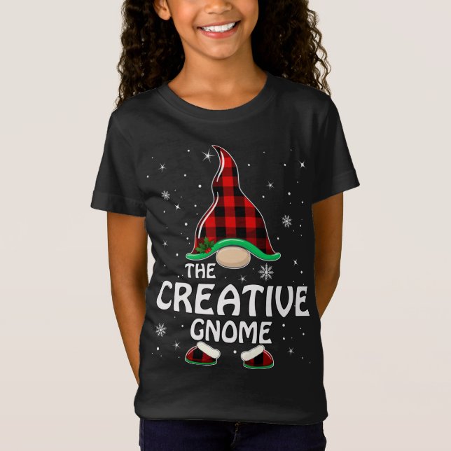Creative Gnome Buffalo Plaid Matching Family Chris T-Shirt (Front)