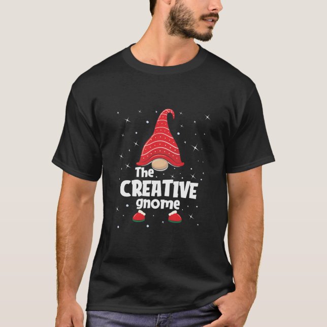 Creative Gnome Family Matching Christmas Funny Gif T-Shirt (Front)