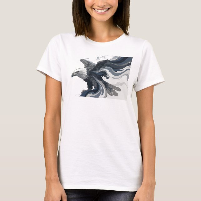 Creative Gold Abstract Eagle Style Statement T-Shirt (Front)