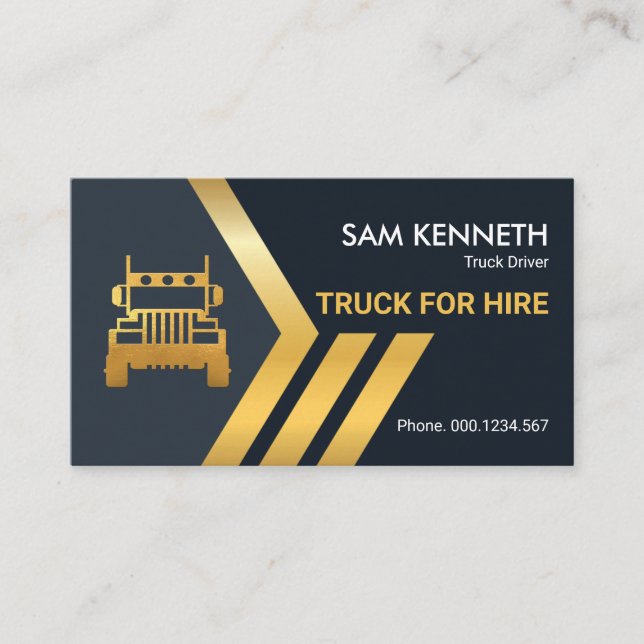 Creative Gold Arrow Border Truck Transportation Business Card (Front)