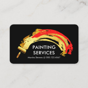 Creative Gold Brush Paint Splatter  Business Card