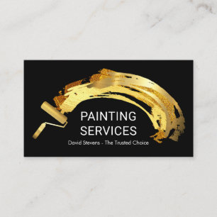 Creative Gold Brush Paint Splatter Business Card