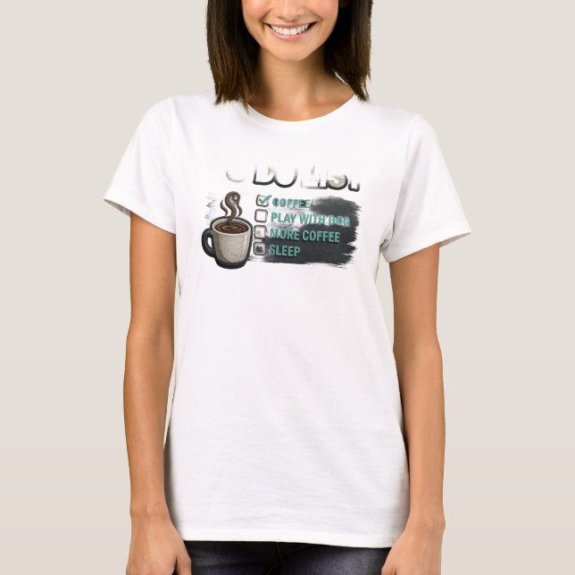 Creative Gold COFFEE PLAY WITH DOG Trendy Tee (Front)